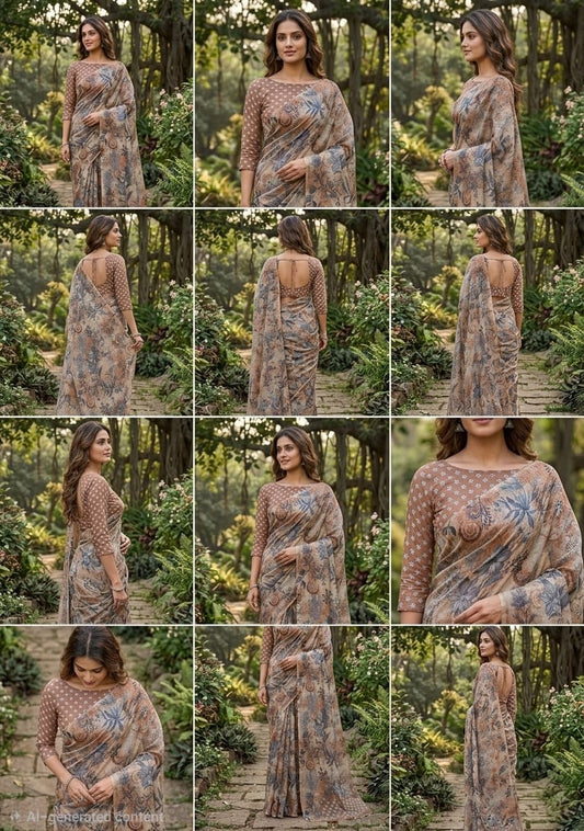 Cotton Linen Saree