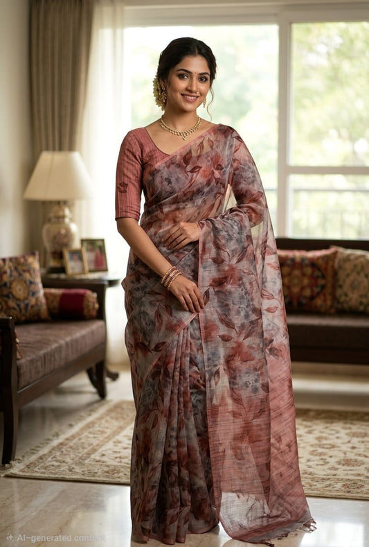 Cotton Linen Saree
