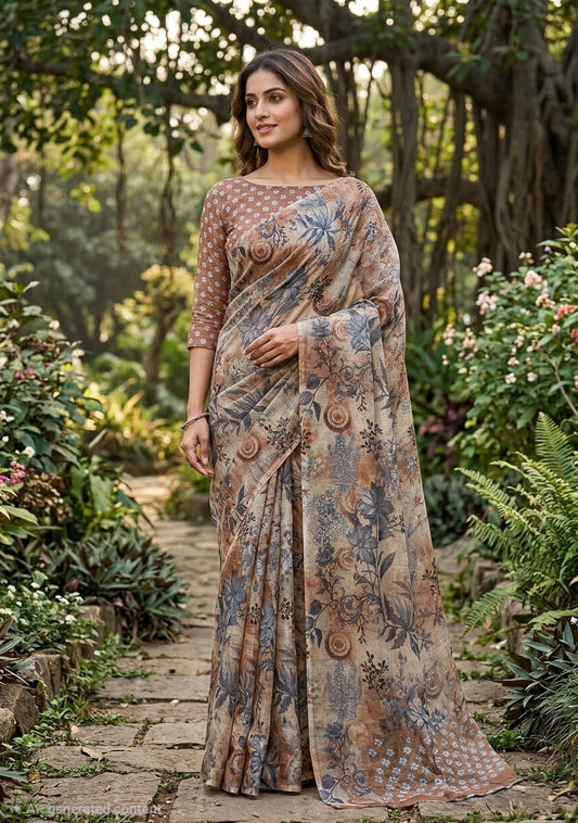 Cotton Linen Saree